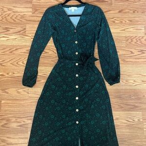 Elegant Green Floral Dress